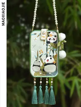 Čínske Tradičné Hanfu Taška Ženy Krásne Bamboo Panda Taška Denne Výšivky Taška Lepšiu Tradičné Dievča Denne Taška