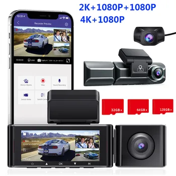 M550 Dash Cam 3 Kanál Auta DVR 4K+Auto 1080P Video Kamera Vstavaný WiFi, GPS s 64GB/128 GB SD Kartu INFRAČERVENÉ Nočné Videnie