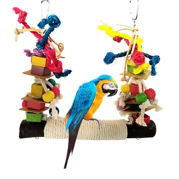Klietka Hračky Vták Hračky Pre Papagáje Farebné Stavebným Bavlnené Lano Big Swing Závesné Hračky Pet Klietky Dekor Vták Príslušenstvo