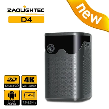 ZAOLITGHTEC D4 Mini Prenosné DLP Projektor Smart Android, WIFI, TV, Video Pico LED na Full HD 1080P Smartphone PC 4K Cinema