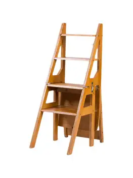 Bambusové A Drevené Rebríky Stoličky Domácnosti Multifunkčná Stolička Rebrík Štyri Krok Rebrík Skladací Dvojité Použitie Rebrík Stolice Vnútorné