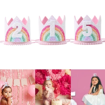 F62D Princezná Rainbow Klobúk, Baby, Dievčatá, Chlapcov Narodeniny Cap