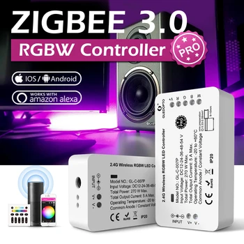 GLEDOPTO Zigbee 3.0 Smart Light Pro RGBW LED Pásy Radič Kompatibilný s Hub, Bridge Mobile Phone Diaľkové Ovládanie Hlasom