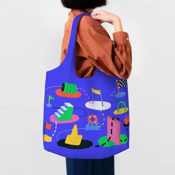 Vtipné Prekonávanie Prekážok Nakupovanie Tote Bag Recyklácie Ulici Mmural Umenie Eldridge S Potravinami Plátno Ramenný Shopper Tašky Kabelky