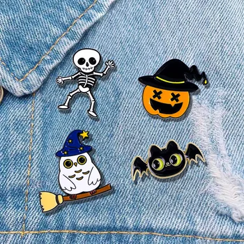 Punk Halloween Oblečenie, Šperky, Doplnky Karikatúra Roztomilý Ghost Tekvica Čarodejnice Bat Kovové Smalt Klopě Pin Odznak Brošňa Darček