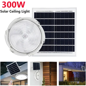 300W LED Solárne Stropné svietidlo Prívesok Svetlo Vonkajšie Vnútorné Solárne Lampy S Diaľkovým ovládaním Koridoru Svetlo Pre Záhradné Dekor