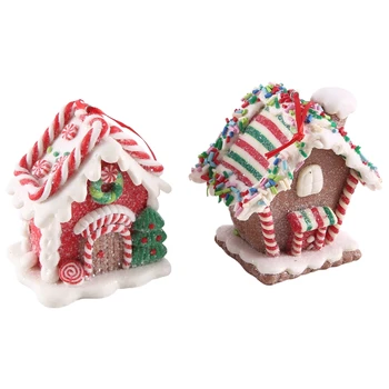 2 ks Vianoce Domov Vianoce Domov, Dekorácie na Vianočné Stromčeky, Dekorácie Stola Dekor Candy House Zavesenie