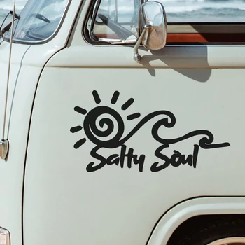 Slané Duše Sun Wave Vinylové Nálepky Dobrodružstvo Vonkajšie Prírody Pláž Ocean Auto Truck RV Karosériou Obtlačky Príslušenstvo