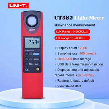 JEDNOTKA UT382 Luxmeter Digitálny Svetlo Meter 20-20000 Lux Lumen Digitálne Illuminometer USB Prenos