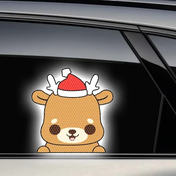 Vianočné Roztomilý Nepozerať Elk Medveď Snehuliak Reflexná Nálepka na Auto Nočné Jazdy Výstražné Znamenie Reflektor Vianočné Módne Odtlačkový Dekor