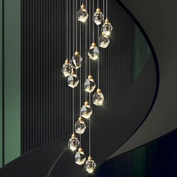 Nordic LED Medi Crystal Prívesok Svetlá Villa Luxusný Apartmán Podkrovie Podkrovie Šachta vnútorné Osvetlenie, Dekorácie Prívesok na Čítanie