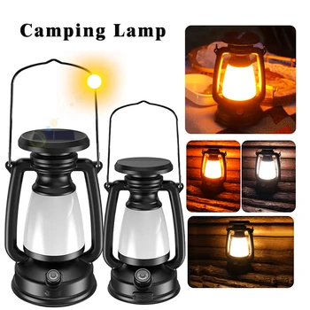 Prenosné Retro Camping Typ Lampy-C Nabíjateľné A Solárna Energia, Nabíjanie Svietidla Plynulou Stmievanie Studené a Teplé Svetlo
