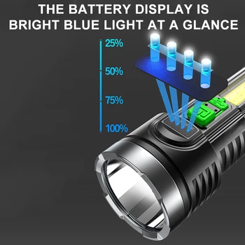 Prenosné LED Baterka USB Nabíjateľné Vonkajšie Osvetlenie IPX4 Nepremokavé 4 Režimy Vonkajšie Osvetlenie pre Turistiku, Lezenie Núdzové