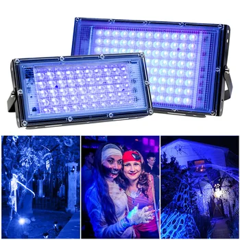 50W 100W UV LED Svetlomet Fáze Blacklight Ultrafialové Lampy Povodňových Vplyv Svetla na Halloween Vianoce Tanec DJ, Disco Party Bar 220V
