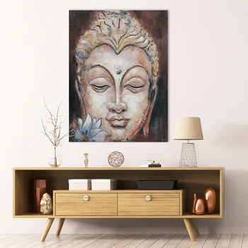 Kvet Šakjamúni Plátno olejomaľby s Fram Náboženské Plagáty a Vytlačí Budhistický Obraz pre Obývacej Miestnosti Dekorácie