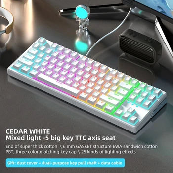 Wired - Gaming Keyboard (Hot Swap) 87 Klávesy PBT-Keycap TESNENIE Štruktúra 11 Svetelné Efekty Win-iOS Jeden-key pre Počítač F19E