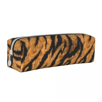 Tiger Stripe Zvierat Tému Peračníky Leopard Tlač Pero Box Vrece Študent Veľký Úložný Office Zips Ceruzky, Puzdro