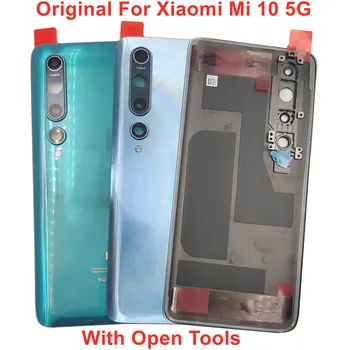 Pre Xiao Mi 10 5G Pôvodného Zadného Krytu Batérie Sklenený Kryt Zadné Dvere Bývanie Panel Prípade Fotoaparát Rám Objektív, Blesk, Lepidlo
