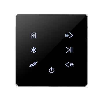Bluetooth Zosilňovač v Stene, USB, SD Karta Hudba Panel Smart Home Pozadí Audio Systém Stereo Hotel Reštaurácia(Black)