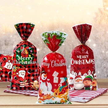 25/50/100ks Vianočné Darčeky Candy Bag 2023 Cristmas Veselé Vianočné Dekorácie Pre Domov Vianoce Navidad Noel Nový Rok Vaky na Balenie