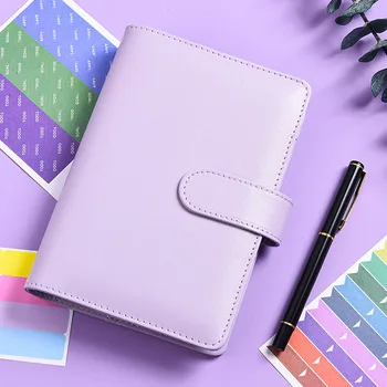 Macaron Farba A6 6 krúžkových PU Klip-na Notebook Kožené Loose Leaf Notebook Kryt Notebooky Vestník Kawaii kancelárske potreby