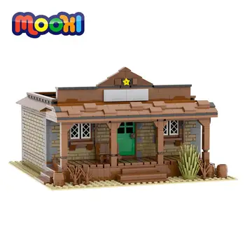 MOOXI Dom Architektúry Budovy Tehla Tvorivé Model Zostaviť Sheriff Office Blok Vzdelávacie Hračka Pre Deti, Darčeky MOC5028
