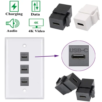 USB 3.1 Typ C Keystone Jack Spojka Konektor Adaptéra Converter Podpora Nabíjania Údajov Synchronizácia Obrazu na Stene Doskou