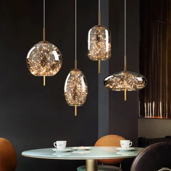 Moderný Sklenený Prívesok Lampa Luxusné Závesné LED Svetlo Pre Spálne, Obývacia Izba, Kuchyňa Decor Nordic Nočné Osvetlenie Zariadenie