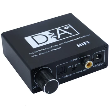 Hifi DAC Amp Digitálneho na Analógový Audio Prevodník RCA, 3.5 mm Slúchadlový Zosilňovač Toslink Optický Koaxiálny Výstup