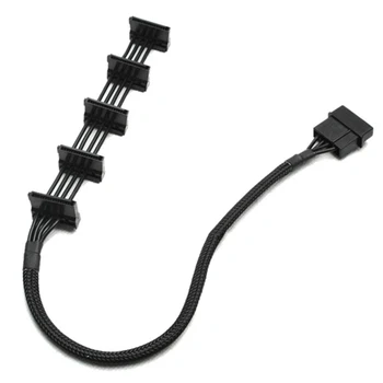 4-Pin IDE 1To 5 SATA SATA Napájací kábel Kábel Adaptéra Splitter Káble 18AWG Čiernom Puzdre 40 cm Pre PC Server, Náhradné Diely, Príslušenstvo