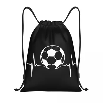 Moje Srdce Bije Pre Futbal Šnúrkou Batoh Športové tašky pre Mužov, Ženy, Školenia Sackpack