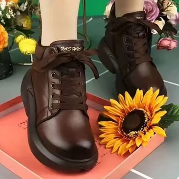 Zimné Nové Žien Platformu Retro Chelsea Boots 2023 Značky Krajky-up Goth Pohodlné Športové Topánky Chôdza Práce Teplé Non-slip Topánky