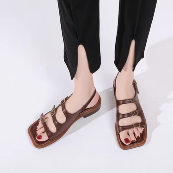 2023 Ploché dámske Sandále v Lete Otvorené Prst Ploché Sandales pre Ženy Sexy Mimo Dievčatá Ríme Pracky Topánky Pevné Sandalias Mujer