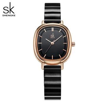 Shengke Relogio Feminino dámske Hodinky Módne Čierne Top Luxusné Dámske náramkové hodinky Quartz Elegantné Ženy Hodiny SK Nový Dizajn