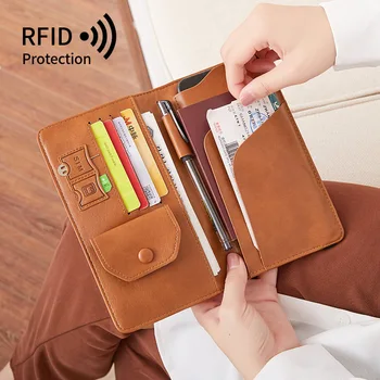 Dámske Dlhé Pas Taška RFID kórejská Verzia Kapacita Mobilná Peňaženka Multifunkčný Cestovný batoh id držiteľa karty luxus