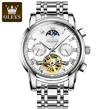 OLEVS Top Značky Muži Hodinky Automatické Mechanické Hodinky Vodotesné Nerezové Náramkové hodinky Chronograf Luxusné Reloj Hombre