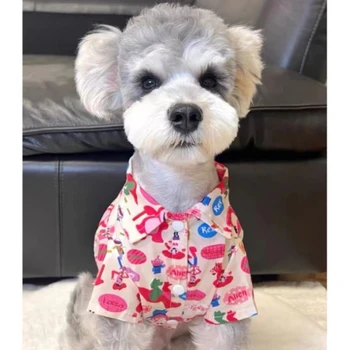 Pet mačka pes oblečenie letné tenké & ružové medveď tričko malé a stredné psy anti-nepúšťa vlákna klimatizácia oblečenie
