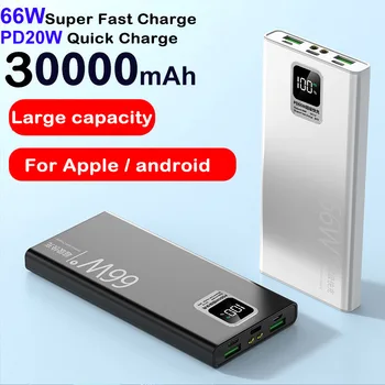 66W PowerBank 30000mAh USB Výstup Super Rýchle Nabíjanie Powerbank Externá Batéria pre iPhone Huawei Xiao Samsung Powerbank