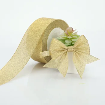 Gold ribbon lesklé Pre svadobné party Vianočné dekorácie DIY plavidlá tortu darček luk balenie pásky
