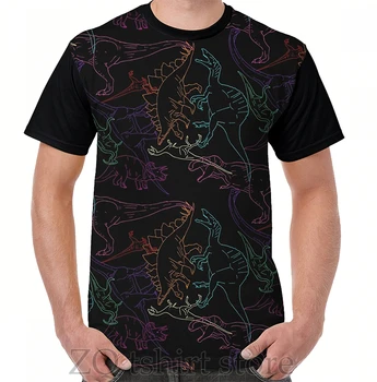 Psychedelický Dino Grafické T-Shirt mužov topy tee žien t shirt mužov zábavné tlače O-neck tričká Krátky Rukáv