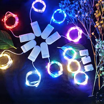 Okrúhlu batériu, medený drôt svetlo Vianočnú atmosféru multi-farebné svetlo string interiéru okno romantická výzdoba