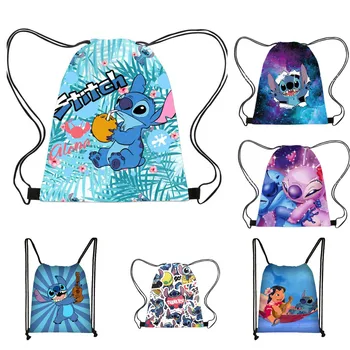 Disney Steh Deti Batoh Šnúrkou Tašky Cartoon Mini Lilo&Stitch Cestovné Skladovanie Taška Bežné Plávať Prenosné Batoh
