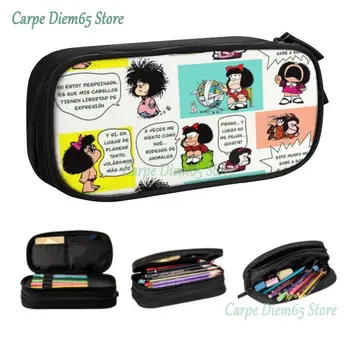 Kawaii Mafalda peračníky pre Dievčatá Chlapci Veľkú Kapacitu Argentínskej Cartoon Quino Comics Ceruzky, Puzdro Školy Príslušenstvo