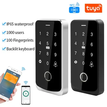 Smart TuYa APLIKÁCIU Access Control Stroj Mobilný Telefón, Diaľkové Odomknutie NFC Odtlačkov prstov Heslo RFID Karty Dverí Zamky Radič IP67