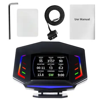 Hud Rýchlomer Univerzálny Auto HUD Head Up Display Obd2 Rozchod Zobrazenie Digitálne GPS Tachometer S Speedup Test Test Brzdenia