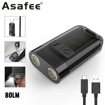 Asafee AS4 LED 80LM Lampa IPX4 Nepremokavé výchovy k DEMOKRATICKÉMU občianstvu, Mini Baterka 35 G vstavanú Batériu Pochodeň Chvost Magnet Nabíjateľná Svetlo Keychain