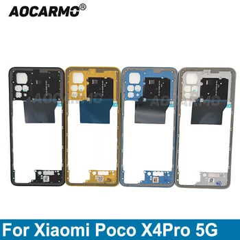 Aocarmo Pôvodný Pre Xiao Poco X4 Pro 5G X4Pro Stredný Rám S bočné tlačidlá Zadné Dvere, Zadný Kryt Rámu Bývanie Predný Rám