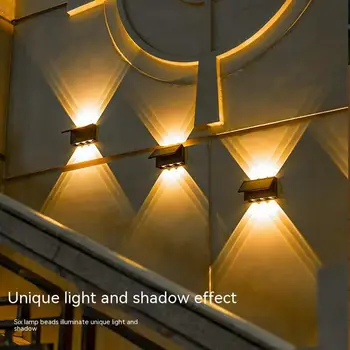 5V 6 LED Solárne Nástenné Osvetlenie Až Vonkajšie Slnečné Svetlo Vodotesný LED Palube Plot Svetlá Pre Villa Nádvoria Záhrady, Parky Dekor