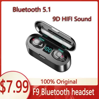 Pôvodné F9 Bezdrôtové Slúchadlá TWS Bluetooth Slúchadlá 5.1 voľnú Ruku 9D Stereo Športové Slúchadlá Nepremokavé Dotyk Headset s Mikrofónom
