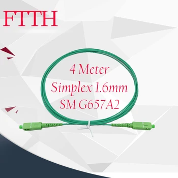 FTTH 50Pcs 4 Meter SC/APC-SC/APC Jednom Režime G657A2 Simplex 1,6 mm Optický Patch Kábel Zelená LSZH Bunda pre Francúzsko